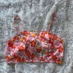 SHEIN Floral Crop Top - Pink and Orange